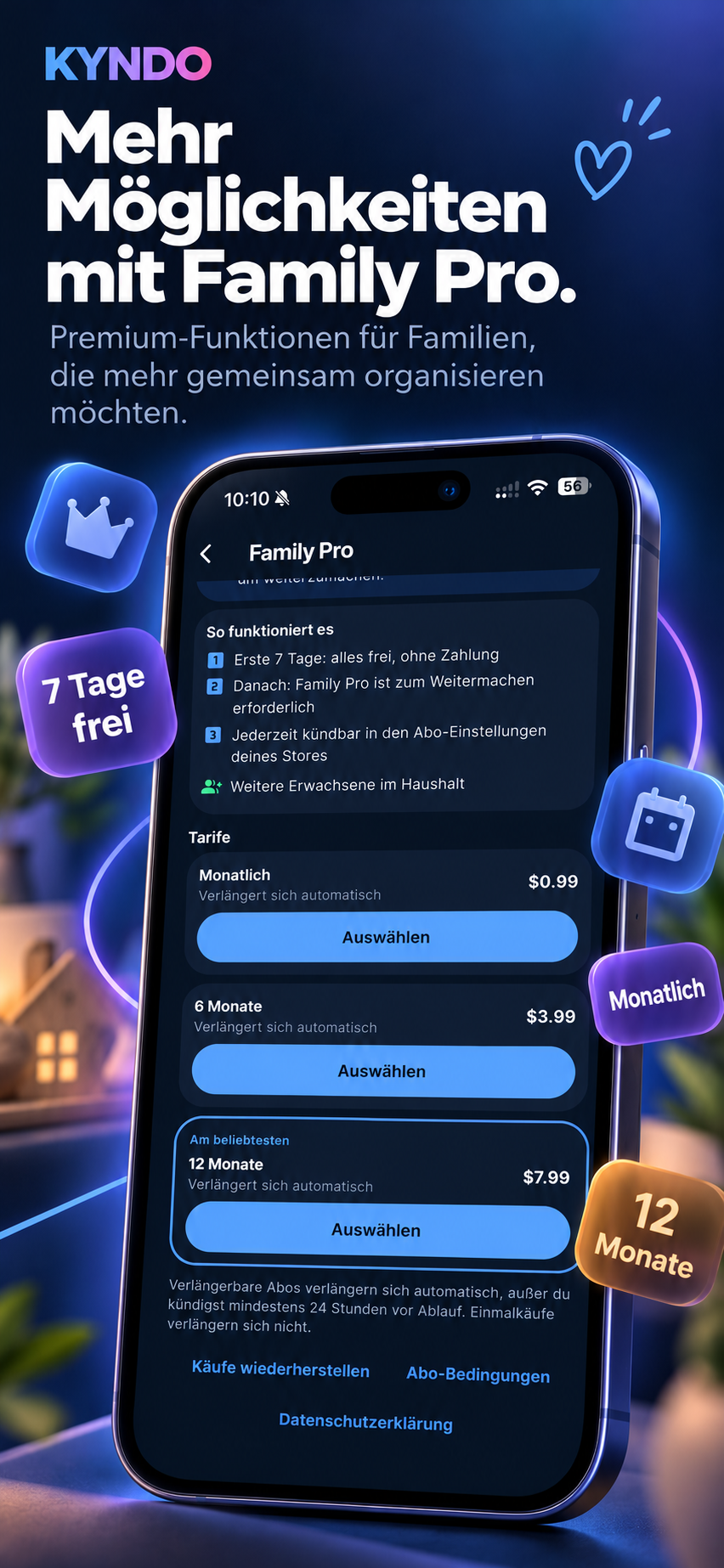KYNDO App-Ansicht