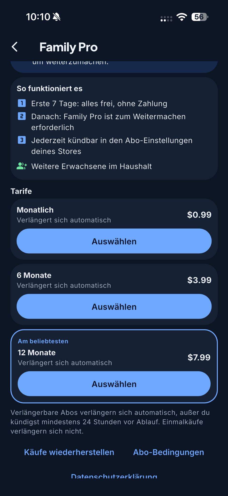 KYNDO App-Ansicht